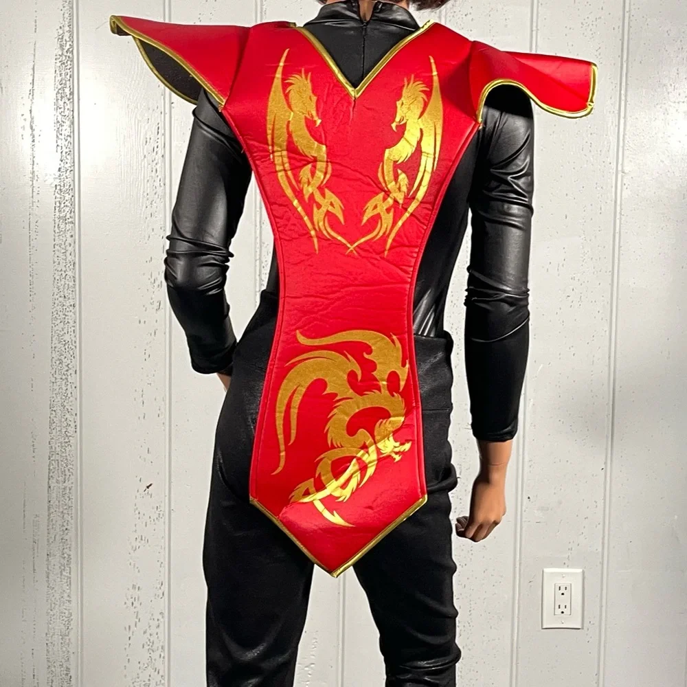 ***Unisex Red Ninja Samurai Dragon Armour Costume Halloween  Sz M